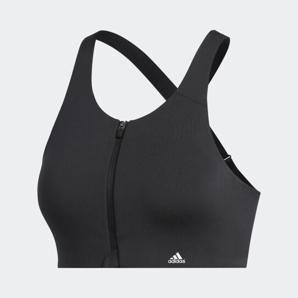 NWT Adidas Ultimate Zip Front Sports Bra Women's sz 30DD  Black  FJ7283